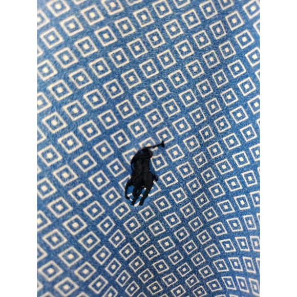Ralph Lauren Polo Men's Polo Blue Shirt White Diamond Print Size 2XL - Picture 2 of 4